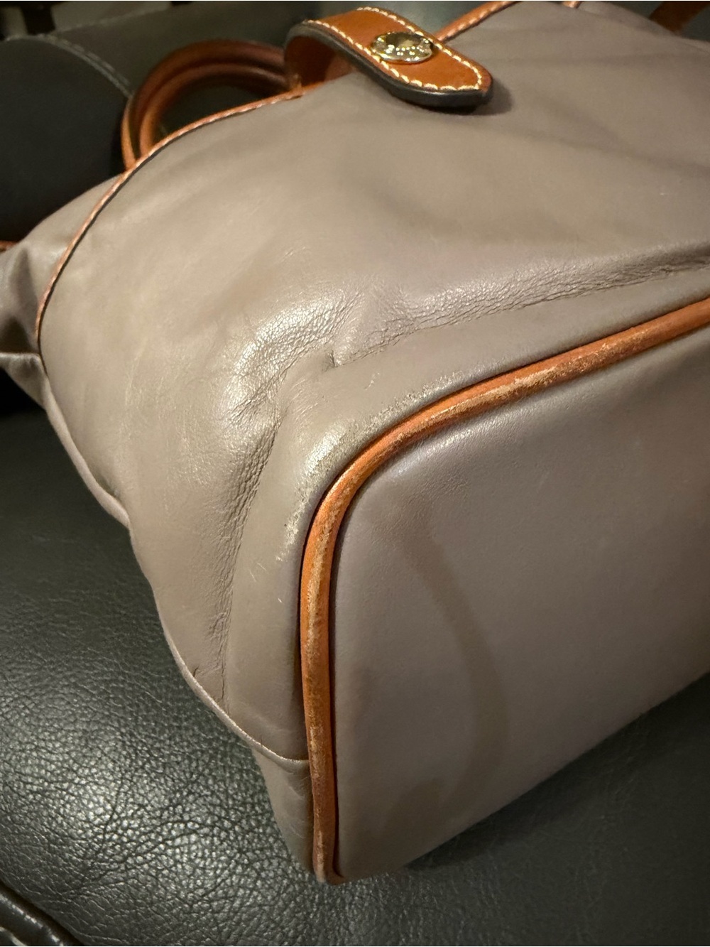 Dooney & Bourke Taupe Leather Tote with Tan Leather Trim DO NOT BUY ON HOLD - Picture 7 of 13